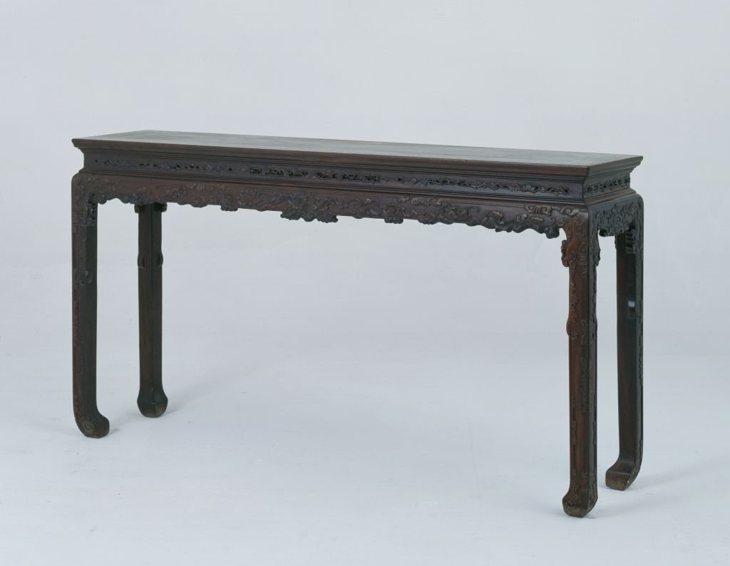 图片[1]-Red sandalwood carved flower long table-China Archive